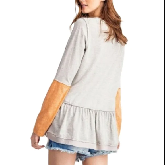 NWT   Easel   Women's S   Henley Tunic   Top   Gray & Orange - Picture 4 of 14